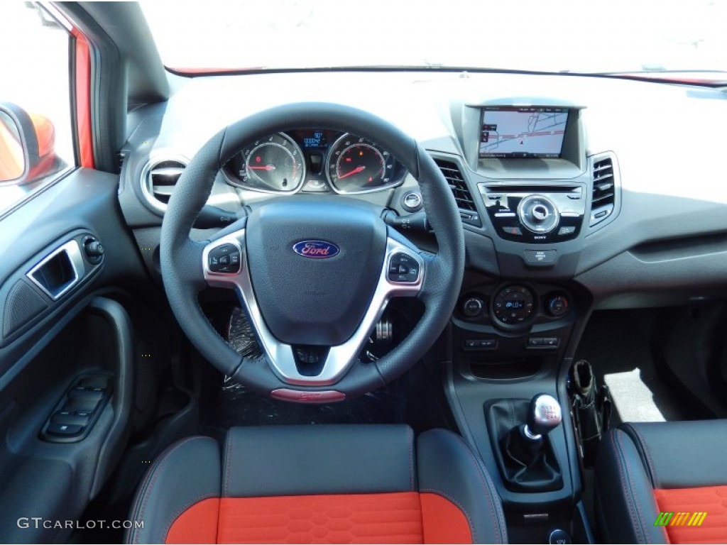 2014 Ford Fiesta ST Hatchback ST Recaro Molten Orange Dashboard Photo #85872760