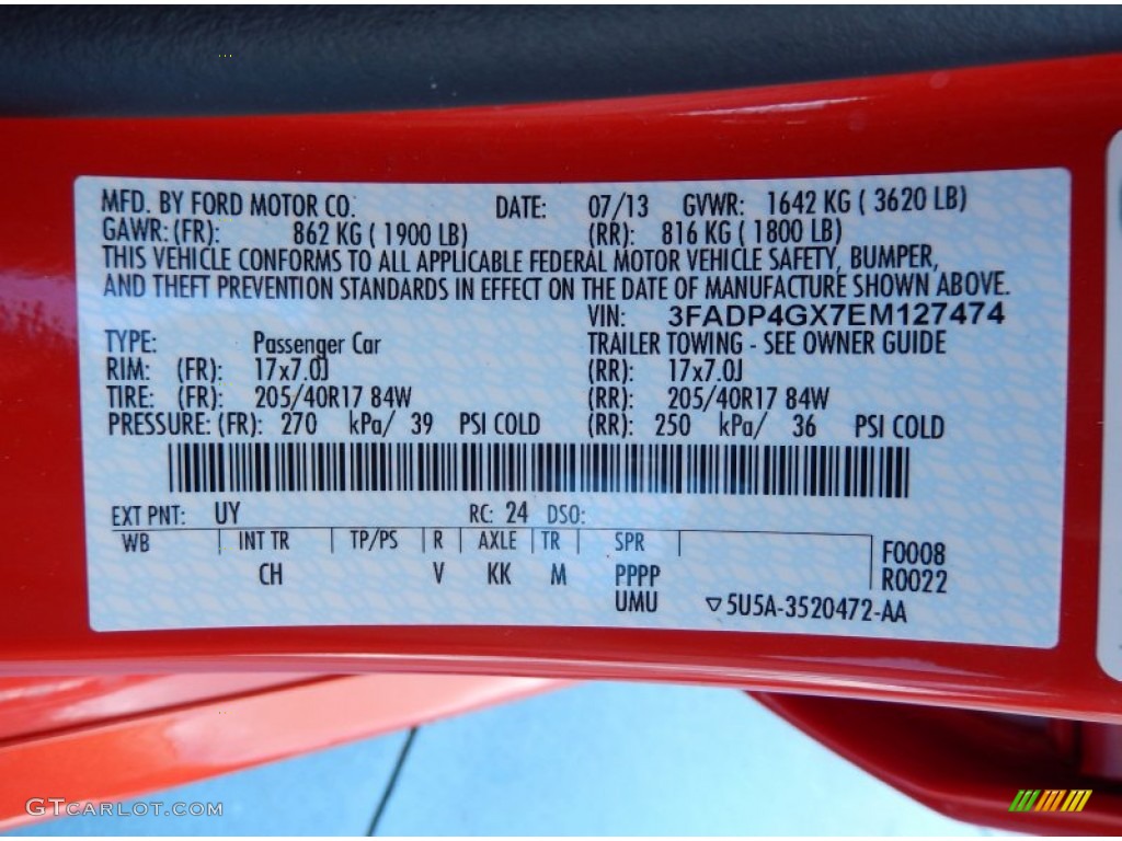 2014 Fiesta Color Code UY for Molten Orange Photo #85872850