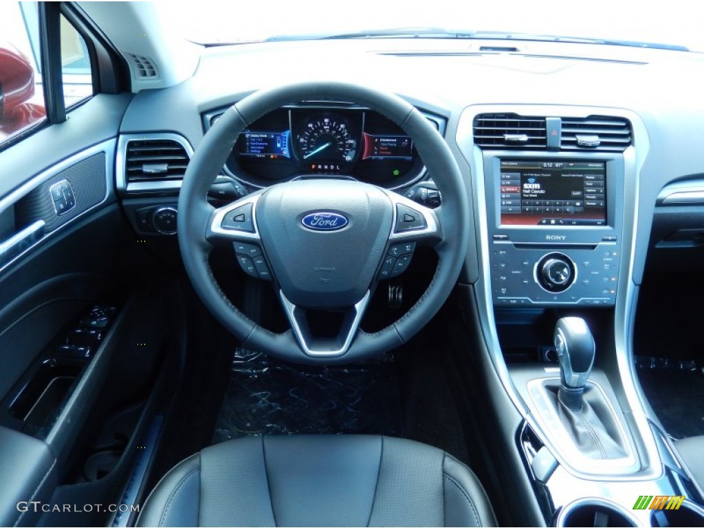 2014 Ford Fusion Hybrid Titanium Charcoal Black Dashboard Photo #85874026