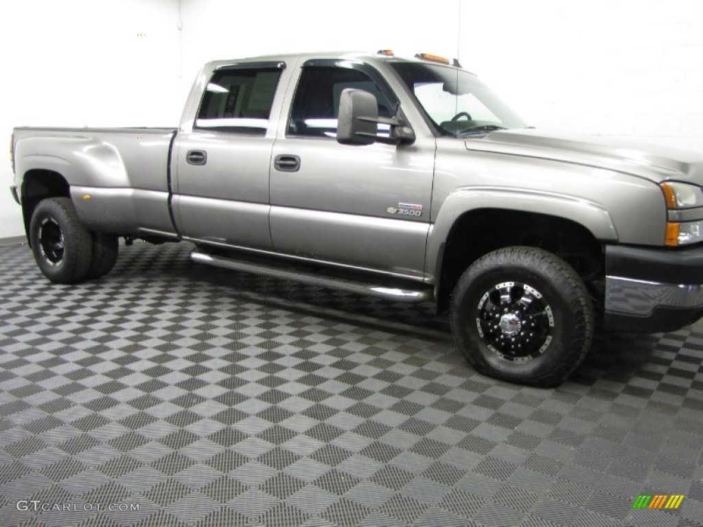 2006 Silverado 3500 LT Crew Cab 4x4 Dually - Graystone Metallic / Dark Charcoal photo #3