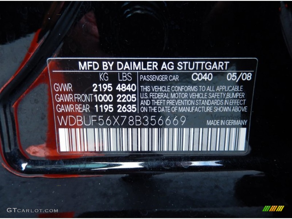 2008 Mercedes-Benz E 350 Sedan Color Code Photos