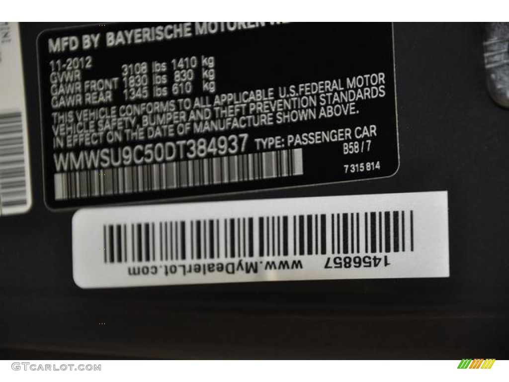 2013 Cooper Color Code B58 for Thunder Grey Metallic Photo #85887181