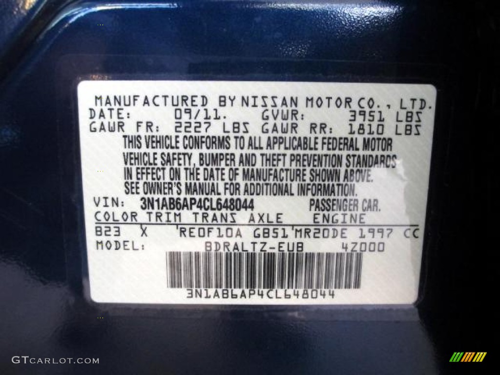 2012 Sentra 2.0 S - Blue Onyx / Charcoal photo #23