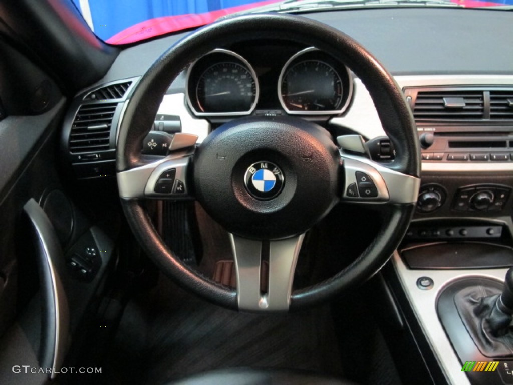 2005 BMW Z4 3.0i Roadster Black Steering Wheel Photo #85897660