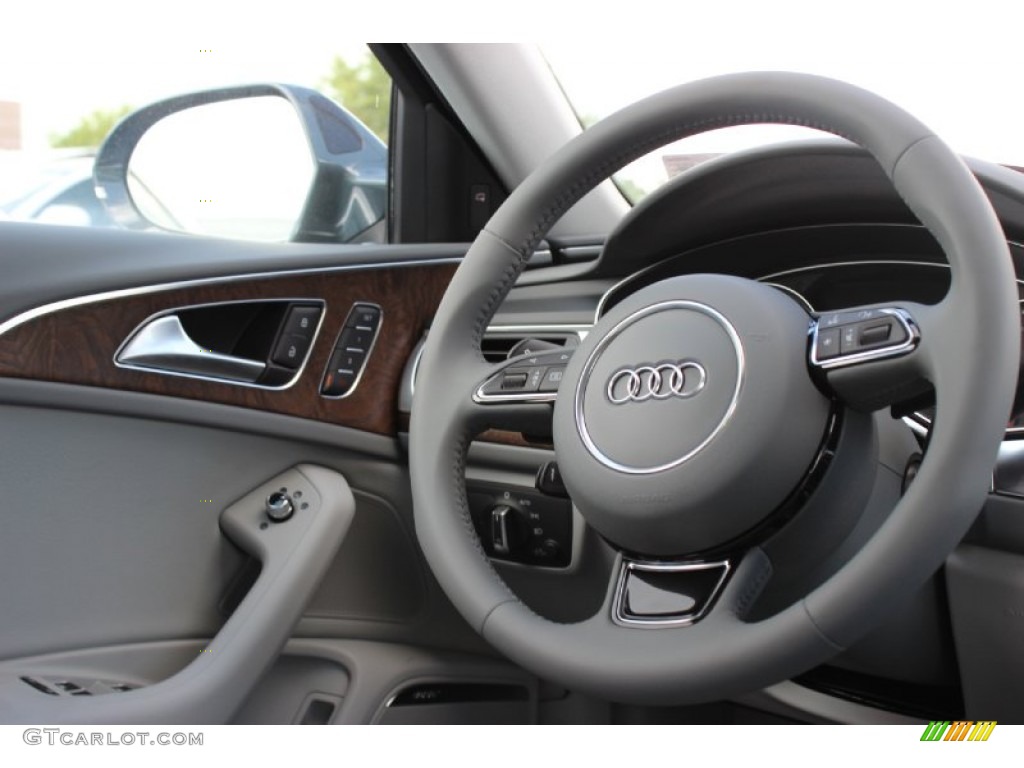 2014 Audi A6 2.0T quattro Sedan Titanium Gray Steering Wheel Photo #85903648