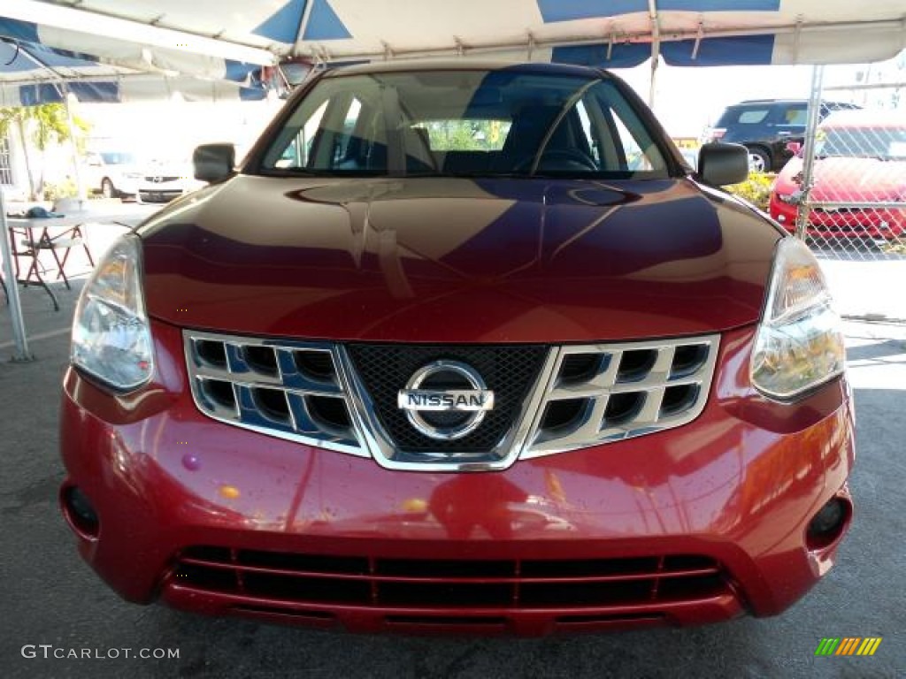 2011 Rogue S AWD - Cayenne Red / Black photo #2