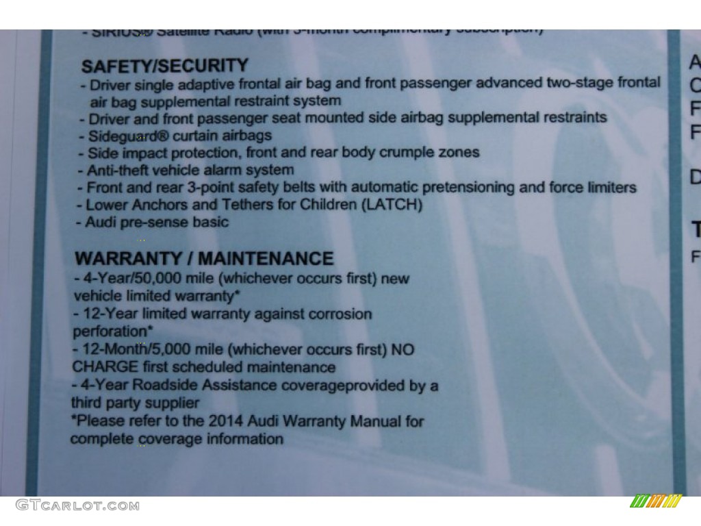 2014 Audi A6 2.0T quattro Sedan Window Sticker Photo #85903783