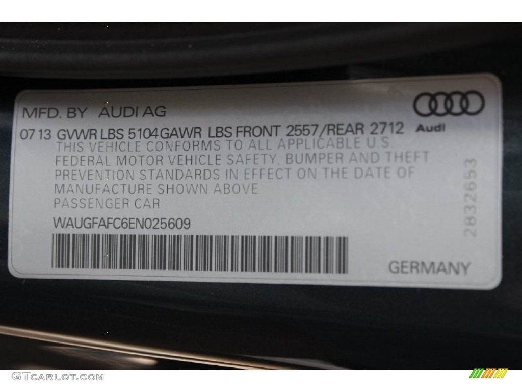 2014 Audi A6 2.0T quattro Sedan Info Tag Photos