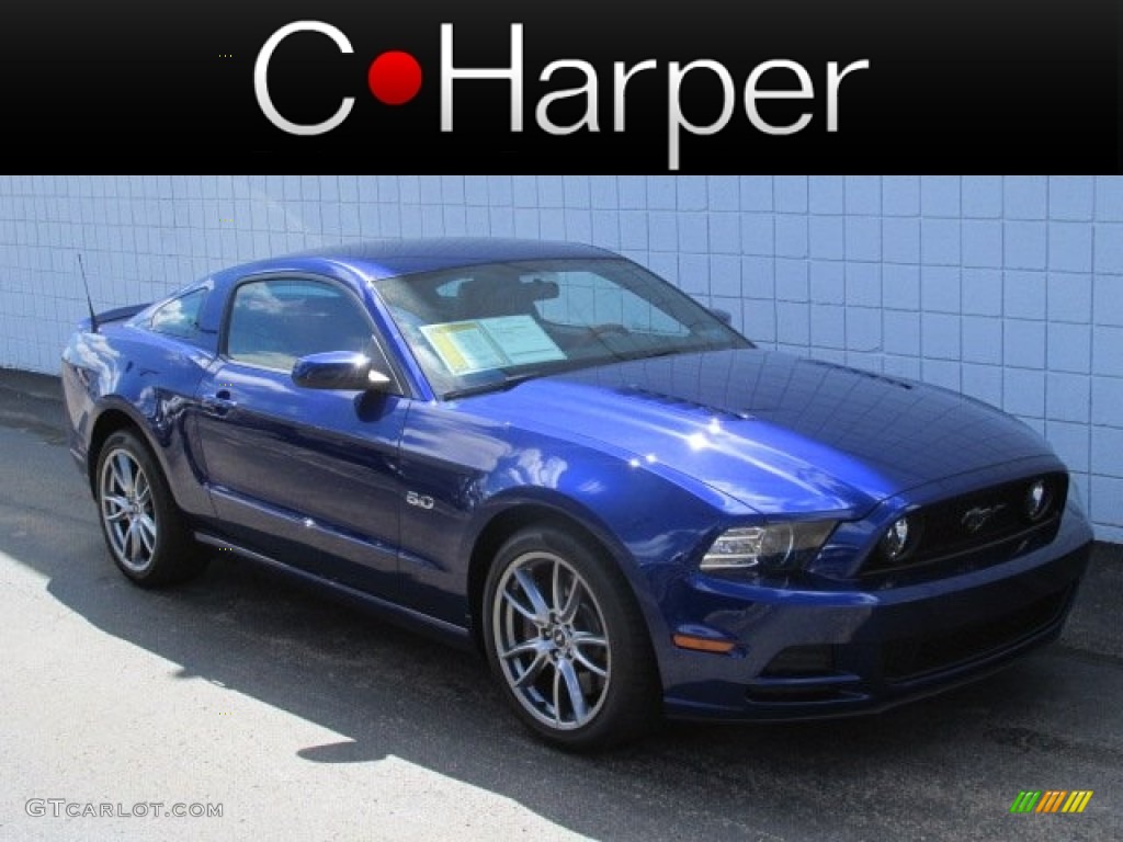 2014 Mustang GT Premium Coupe - Deep Impact Blue / Brick Red/Cashmere Accent photo #1