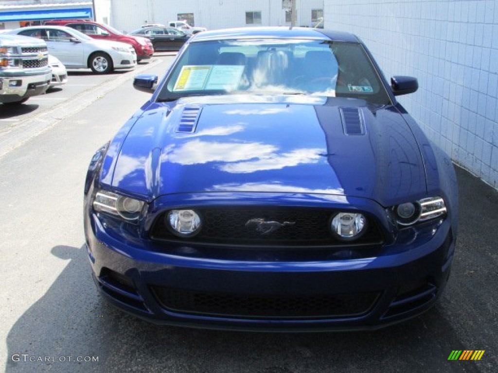 2014 Mustang GT Premium Coupe - Deep Impact Blue / Brick Red/Cashmere Accent photo #4