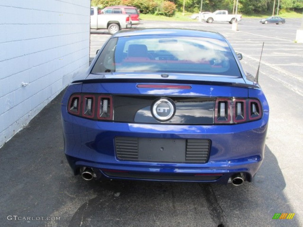2014 Mustang GT Premium Coupe - Deep Impact Blue / Brick Red/Cashmere Accent photo #7