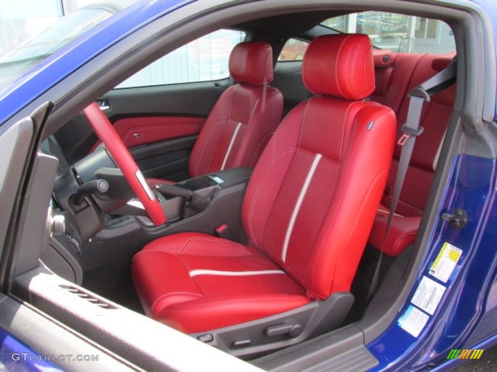 2014 Mustang GT Premium Coupe - Deep Impact Blue / Brick Red/Cashmere Accent photo #13