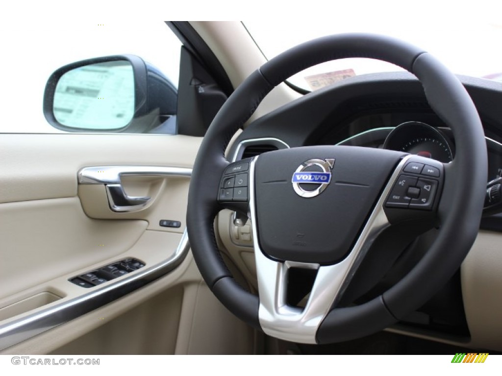 2014 Volvo S60 T6 AWD Soft Beige Steering Wheel Photo #85911501
