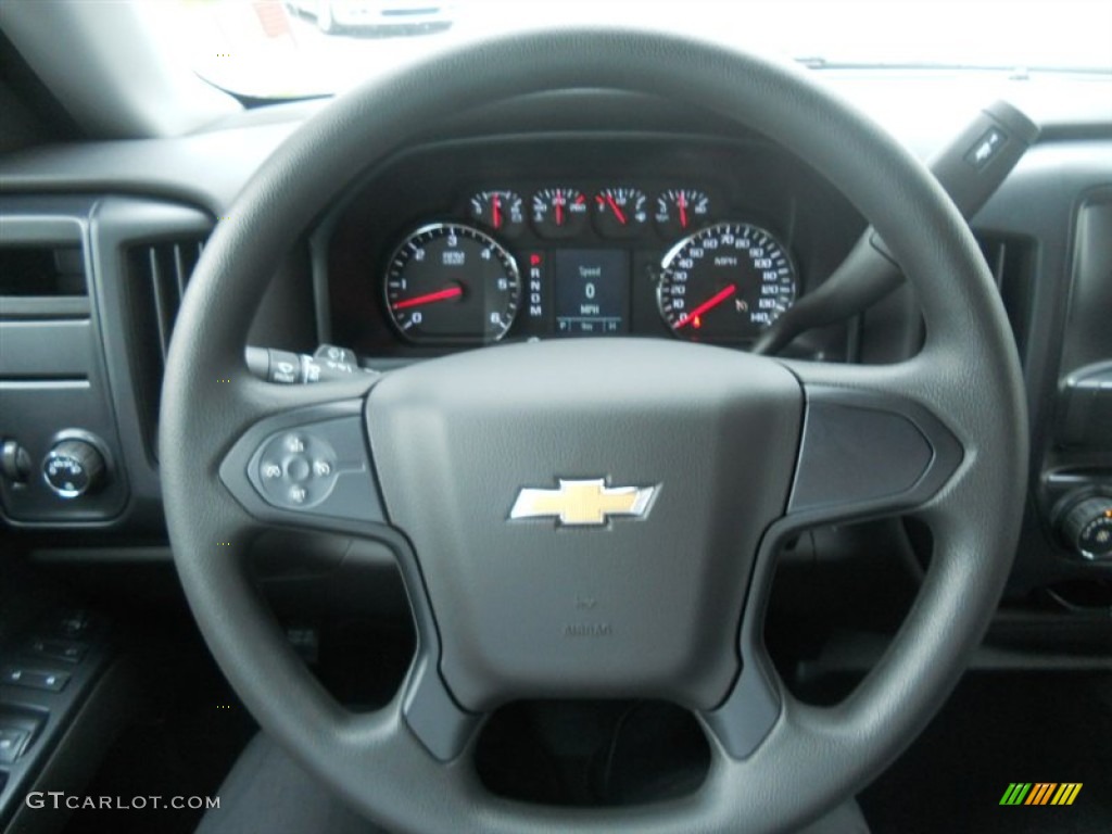 2014 Chevrolet Silverado 1500 WT Double Cab Jet Black/Dark Ash Steering Wheel Photo #85913352