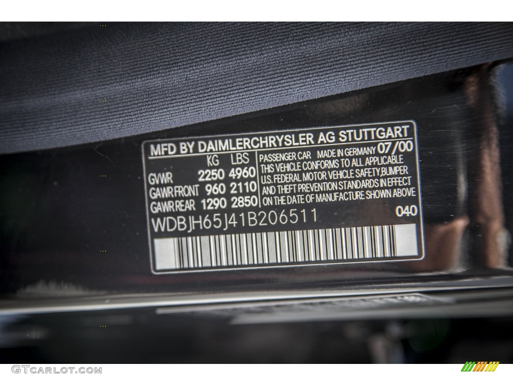 2001 Mercedes-Benz E 320 Wagon Color Code Photos