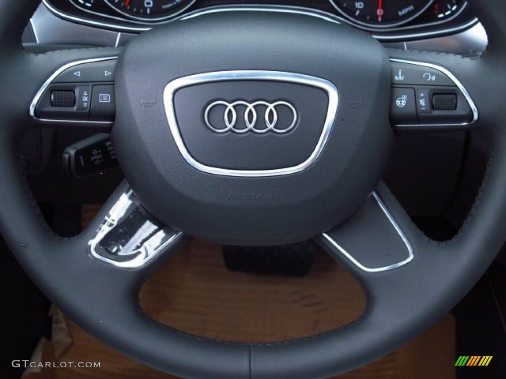 2014 Audi A7 3.0T quattro Premium Plus Black Steering Wheel Photo #85919040