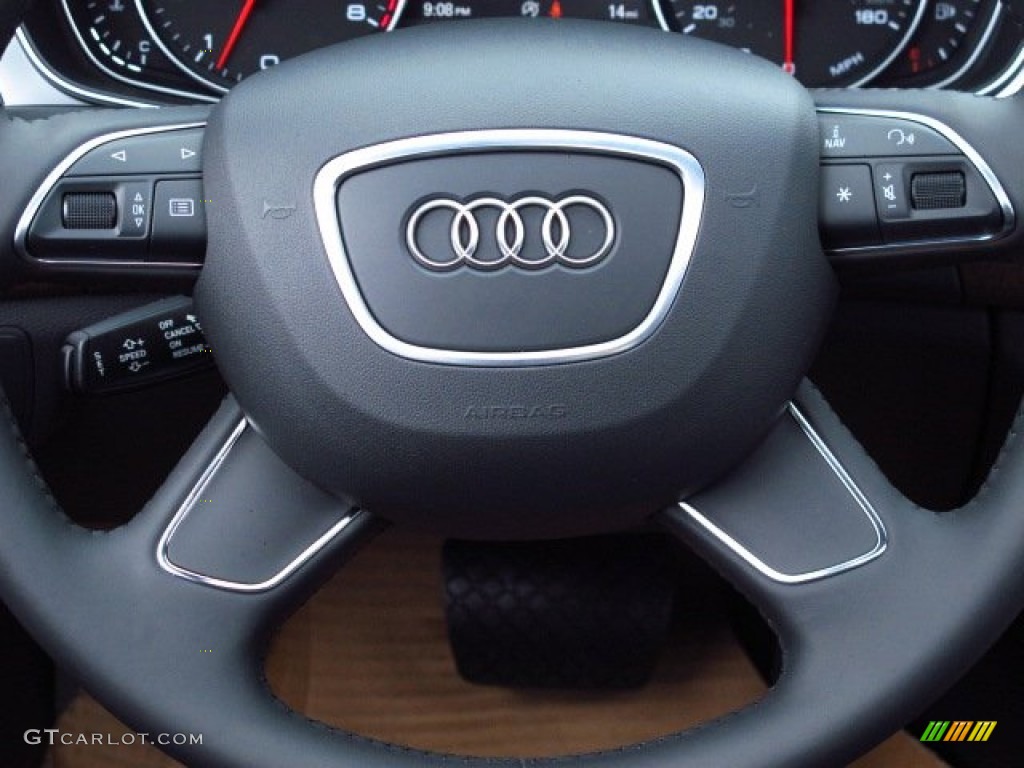 2014 Audi A7 3.0T quattro Premium Plus Black Steering Wheel Photo #85919658
