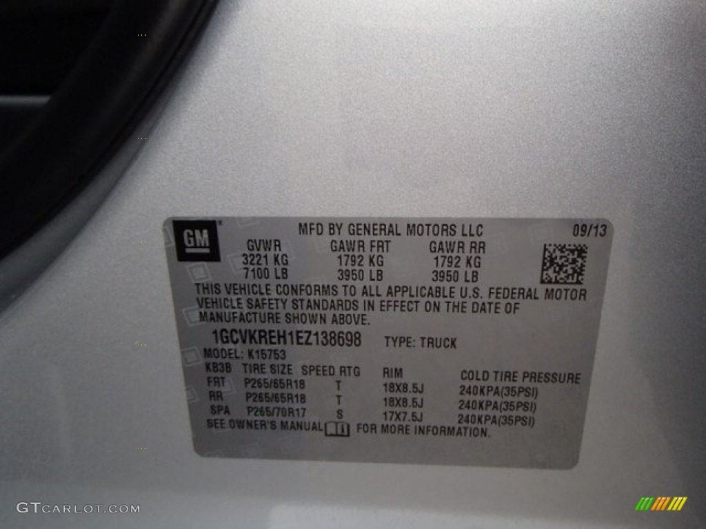 2014 Chevrolet Silverado 1500 LT Double Cab 4x4 Info Tag Photo #85921098