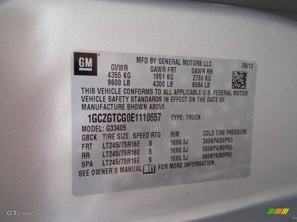 2014 Chevrolet Express 3500 Cargo WT Info Tag Photos