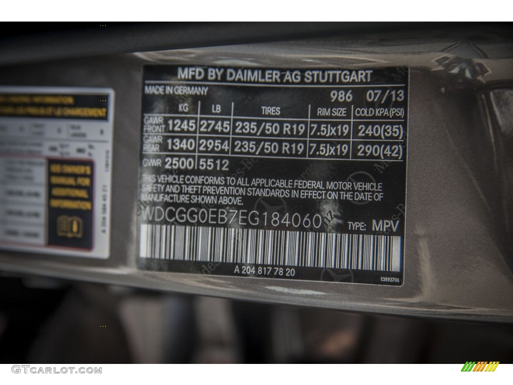 2014 GLK Color Code 986 for Pebble Grey Metallic Photo #85922955