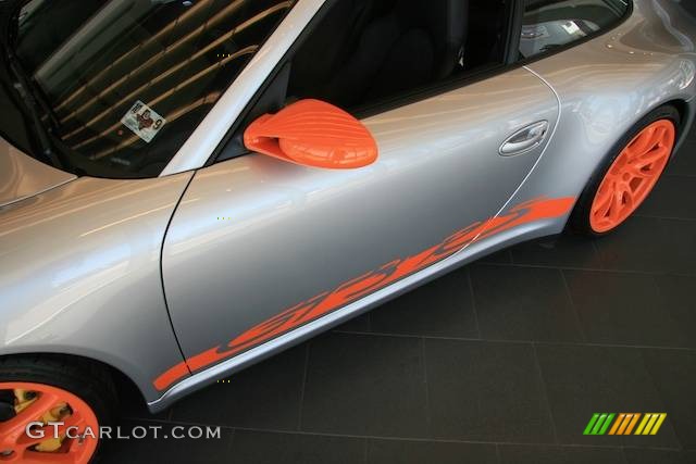 2007 911 GT3 RS - Arctic Silver Metallic/Orange / Black photo #3