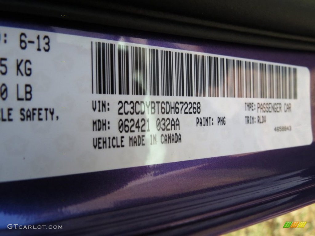 2013 Challenger Color Code PHG for Plum Crazy Pearl Photo #85925751