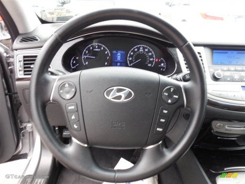 2013 Hyundai Genesis 3.8 Sedan Jet Black Steering Wheel Photo #85934430