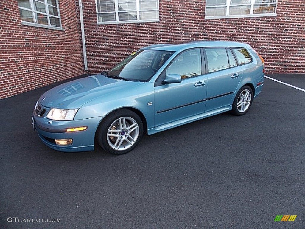 2007 9-3 2.0T SportCombi Wagon - Ice Blue Metallic / Black/Gray photo #1