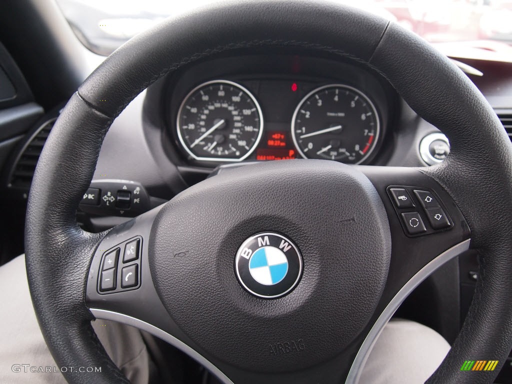 2008 BMW 1 Series 135i Convertible Black Steering Wheel Photo #85941341