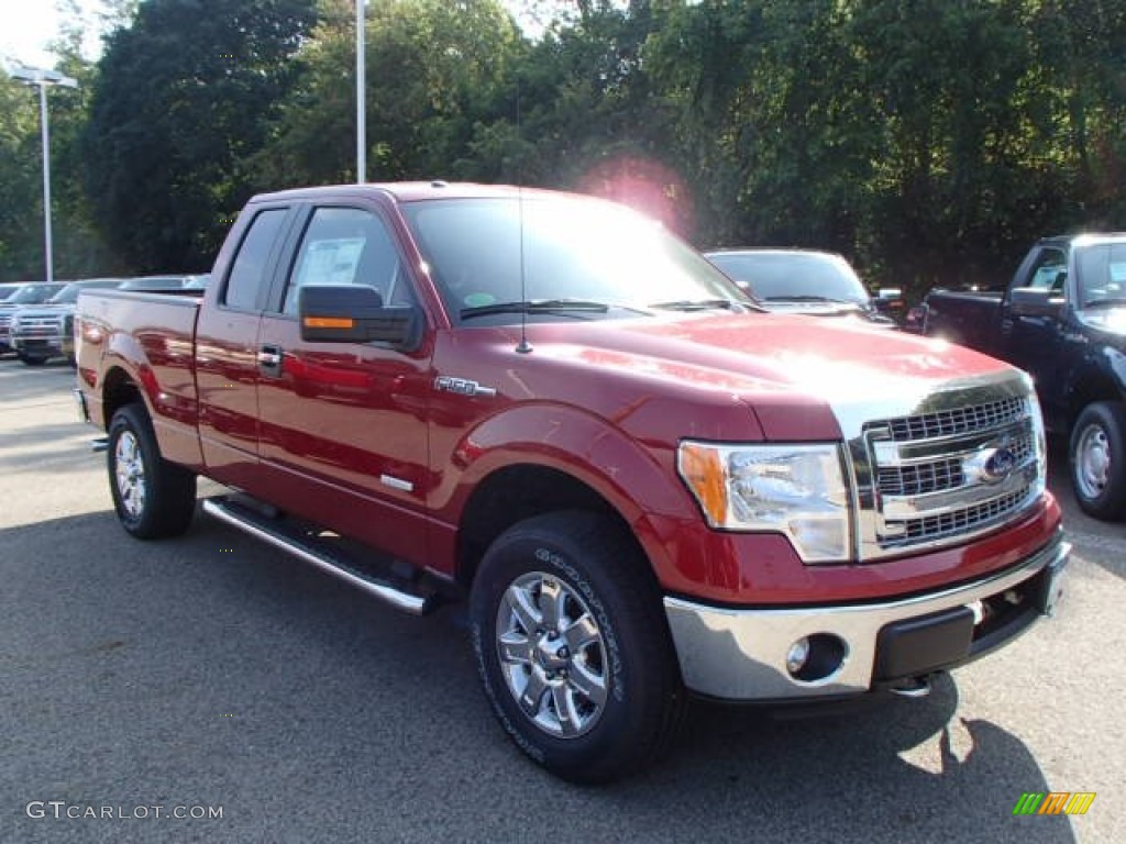 2013 F150 XLT SuperCab 4x4 - Ruby Red Metallic / Steel Gray photo #2