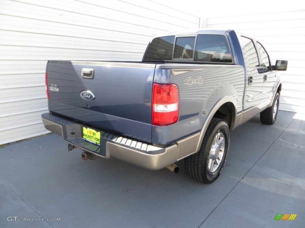 2005 F150 Lariat SuperCrew 4x4 - Medium Wedgewood Blue Metallic / Tan photo #4