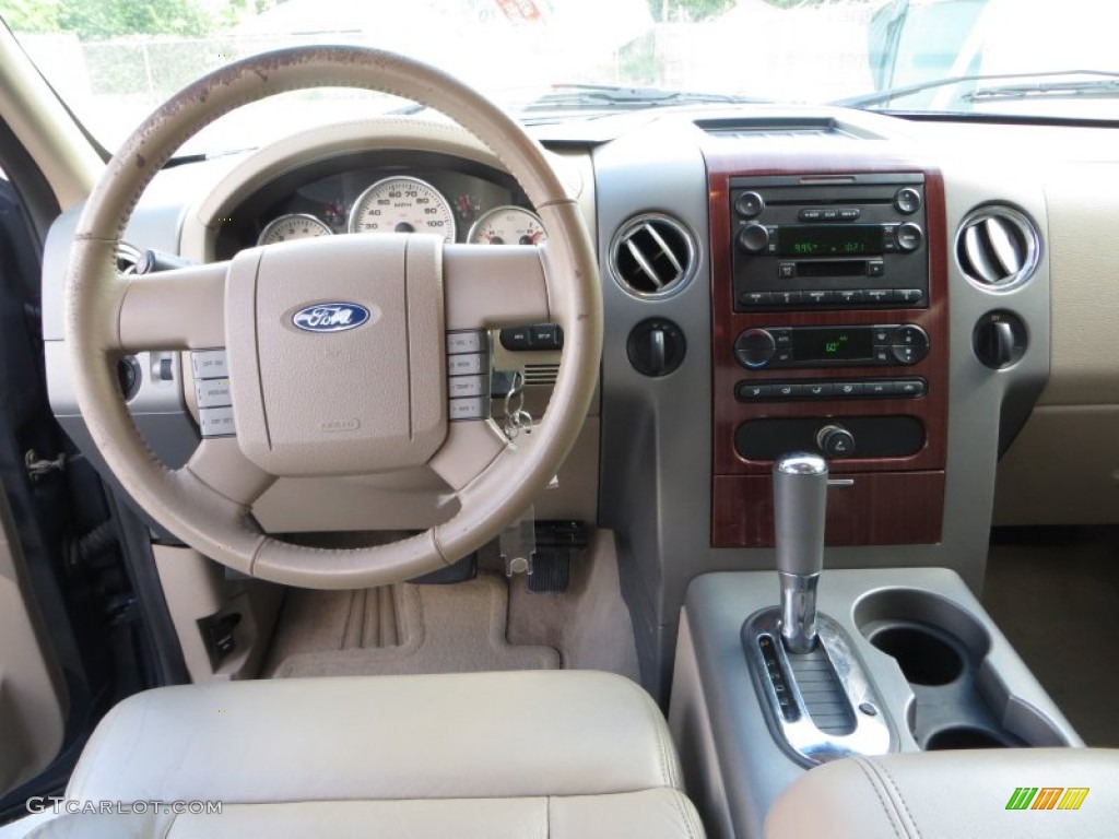 2005 F150 Lariat SuperCrew 4x4 - Medium Wedgewood Blue Metallic / Tan photo #37