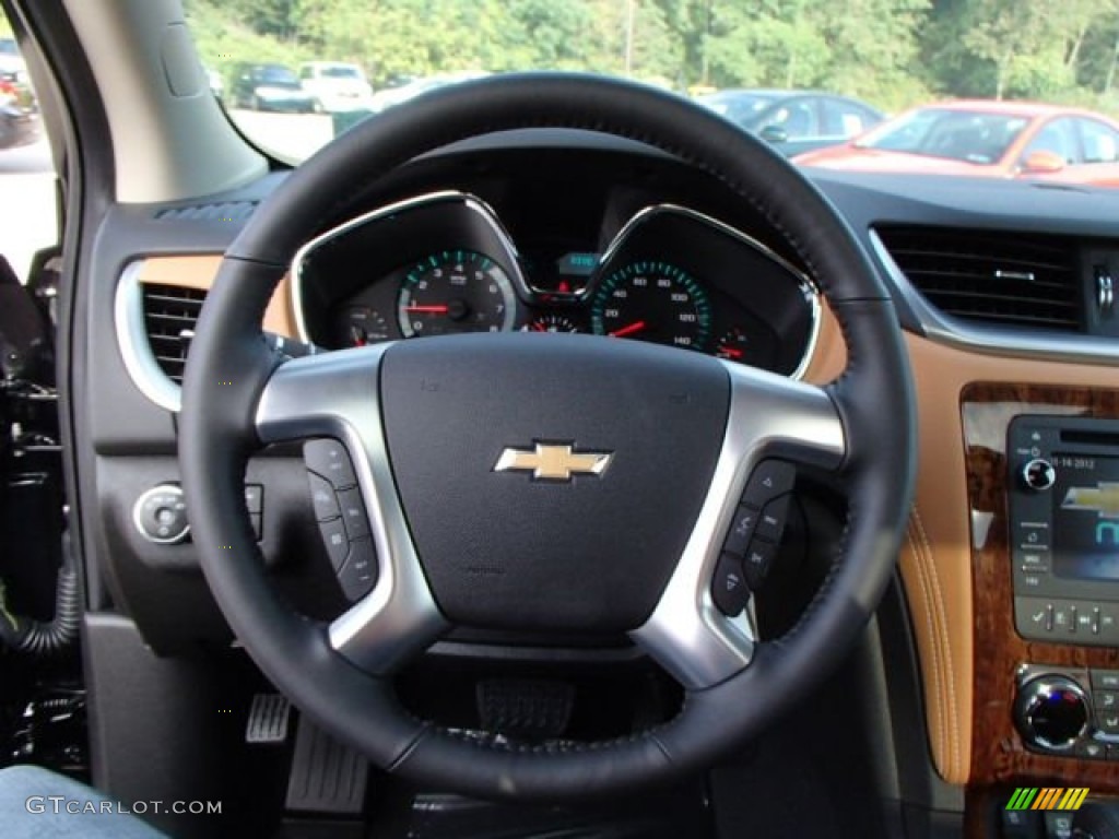 2014 Chevrolet Traverse LTZ AWD Ebony/Mojave Steering Wheel Photo #85947954