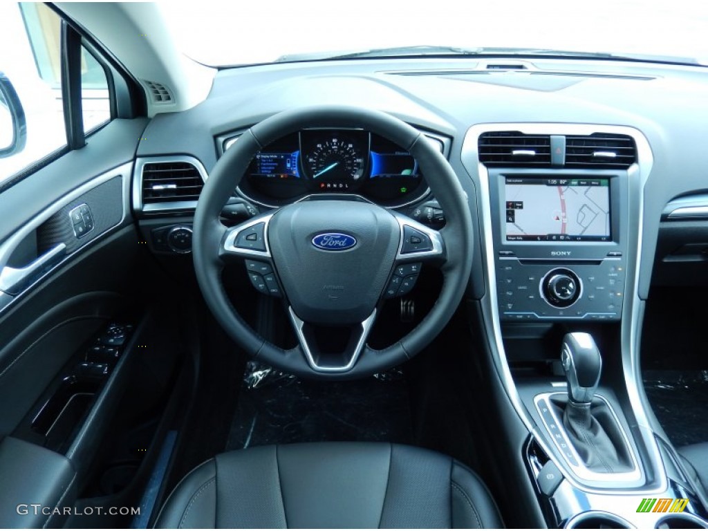 2014 Ford Fusion Hybrid Titanium Charcoal Black Dashboard Photo #85949871