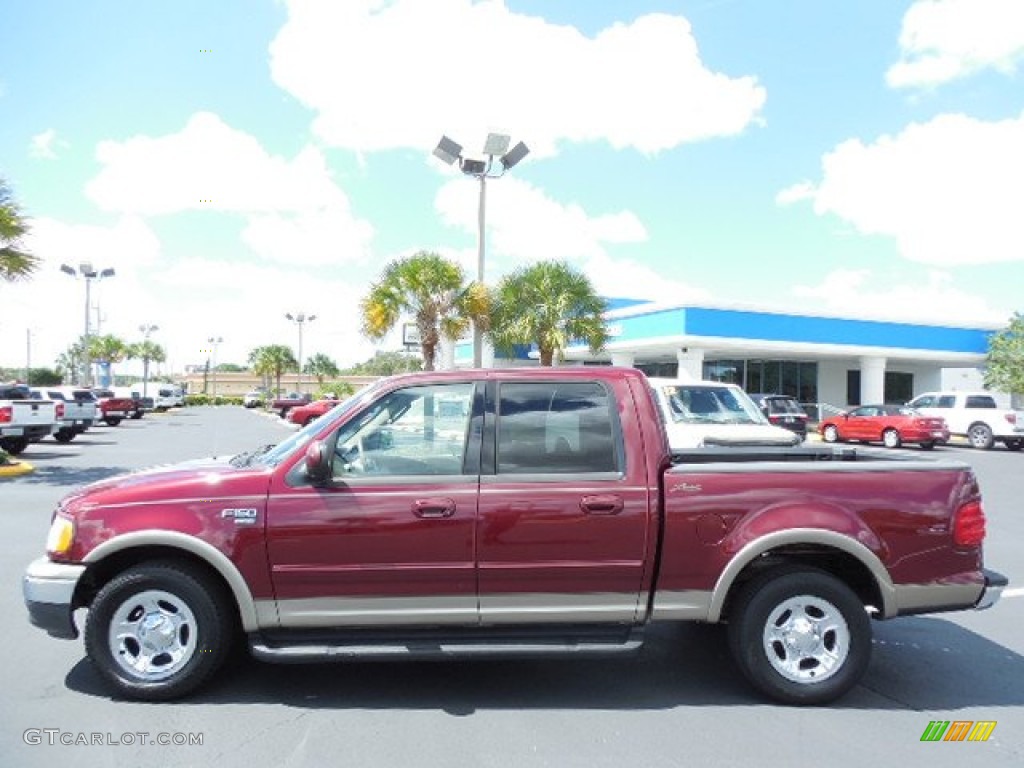 2003 F150 XLT SuperCrew - Burgundy Red Metallic / Medium Parchment Beige photo #2