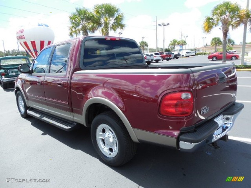 2003 F150 XLT SuperCrew - Burgundy Red Metallic / Medium Parchment Beige photo #3