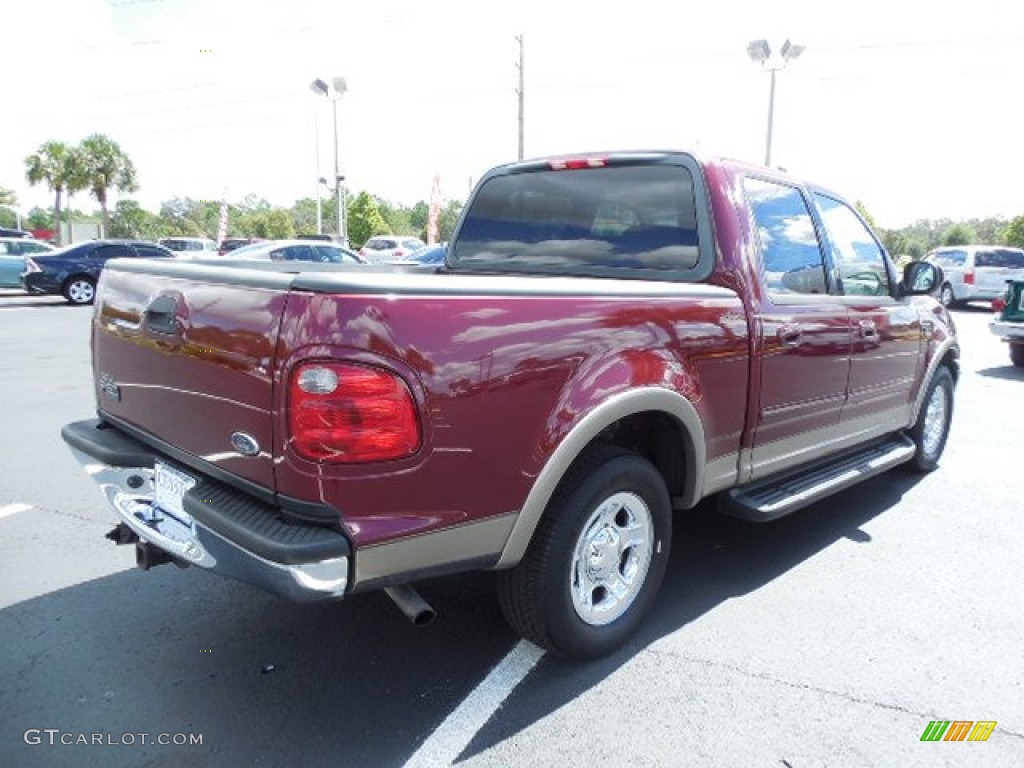 2003 F150 XLT SuperCrew - Burgundy Red Metallic / Medium Parchment Beige photo #8