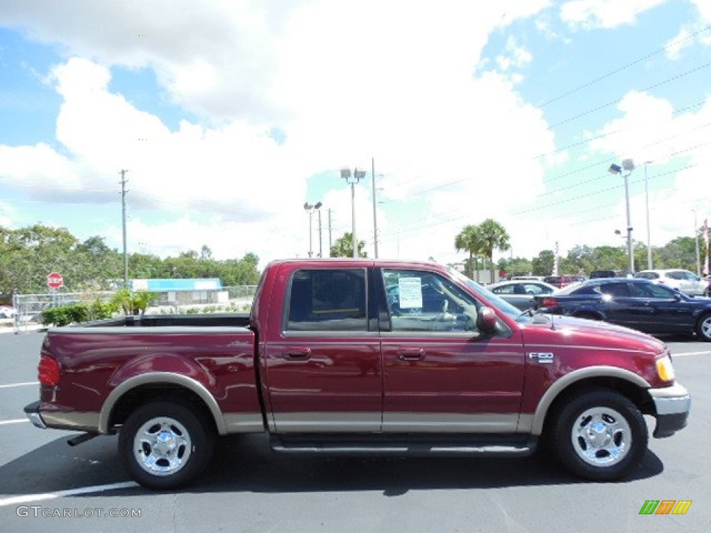 2003 F150 XLT SuperCrew - Burgundy Red Metallic / Medium Parchment Beige photo #9