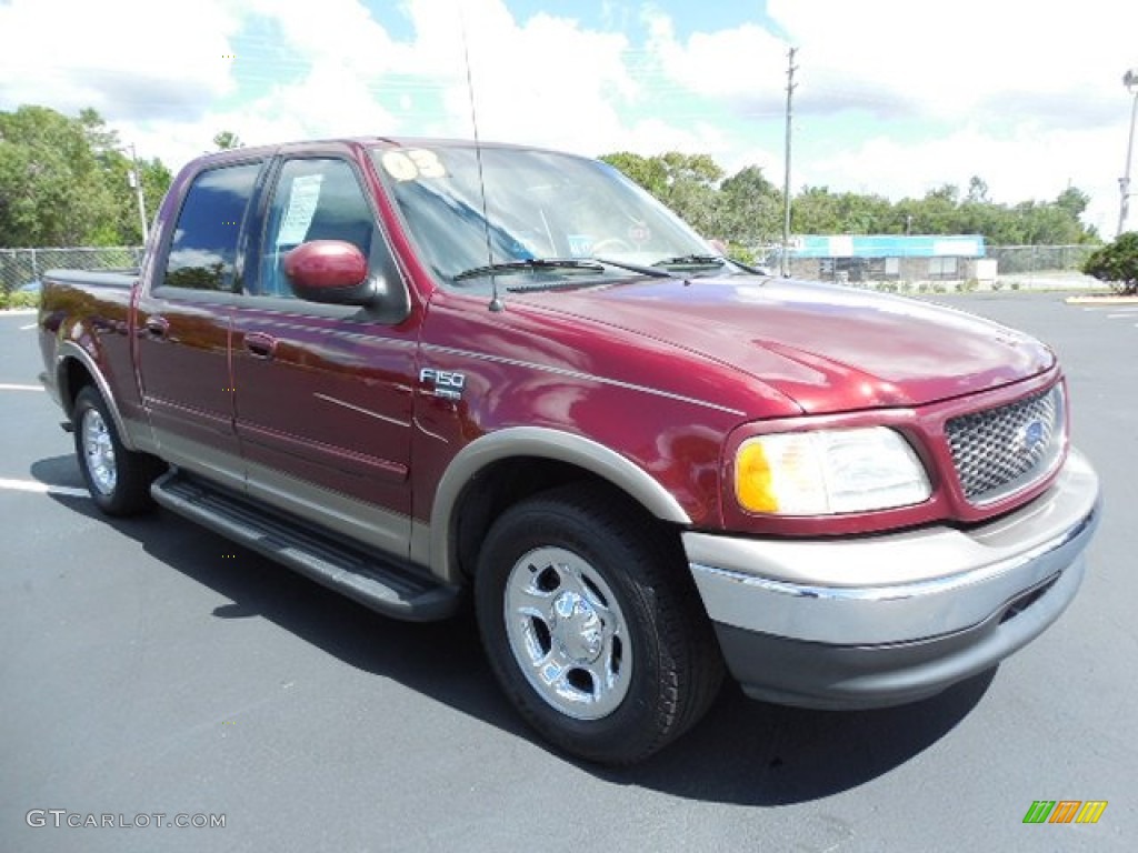 2003 F150 XLT SuperCrew - Burgundy Red Metallic / Medium Parchment Beige photo #10