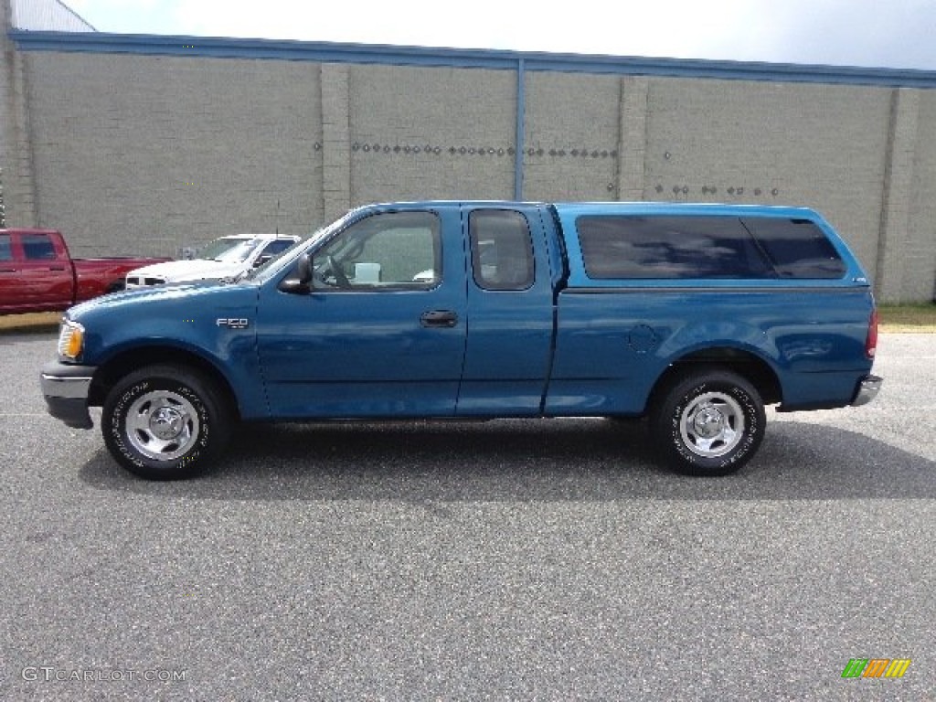 2000 F150 XL Extended Cab - Island Blue Metallic / Medium Graphite photo #10