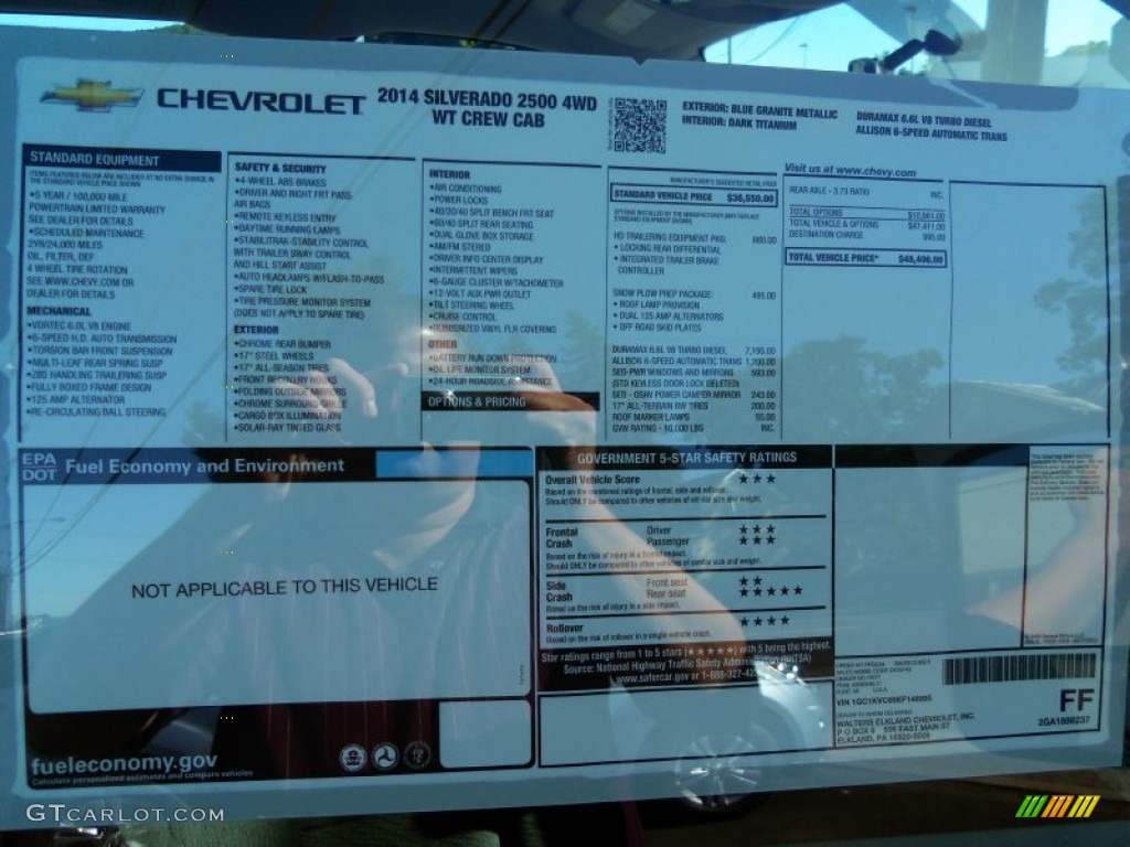 2014 Chevrolet Silverado 2500HD WT Crew Cab 4x4 Window Sticker Photo #85957074