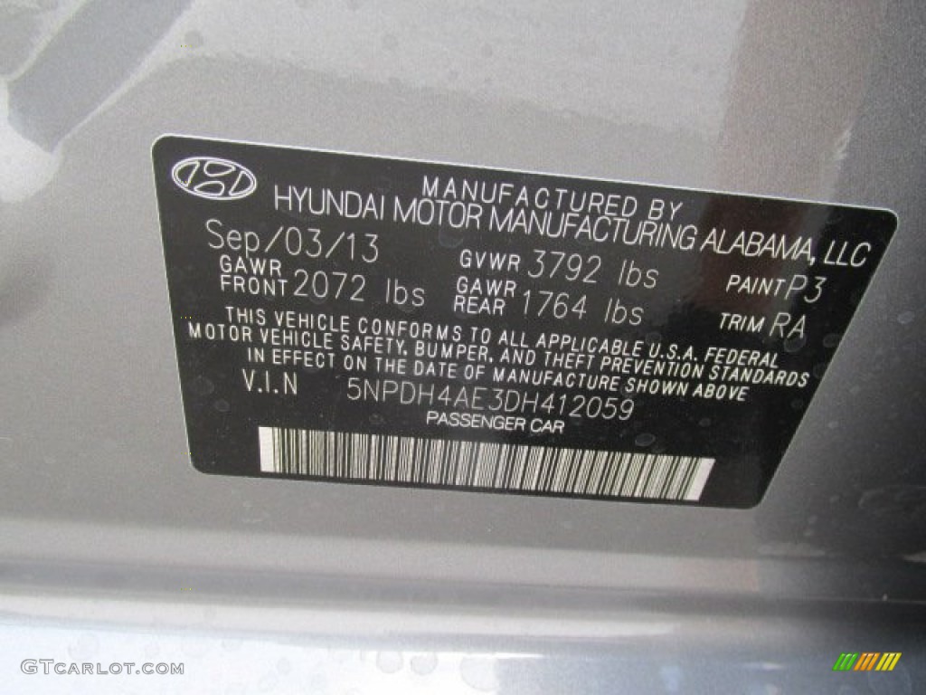 2013 Elantra GLS - Harbor Gray Metallic / Gray photo #15