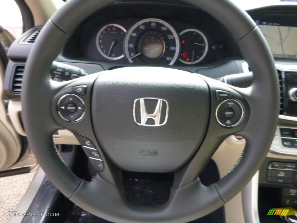 2014 Honda Accord EX-L V6 Sedan Ivory Steering Wheel Photo #85966917