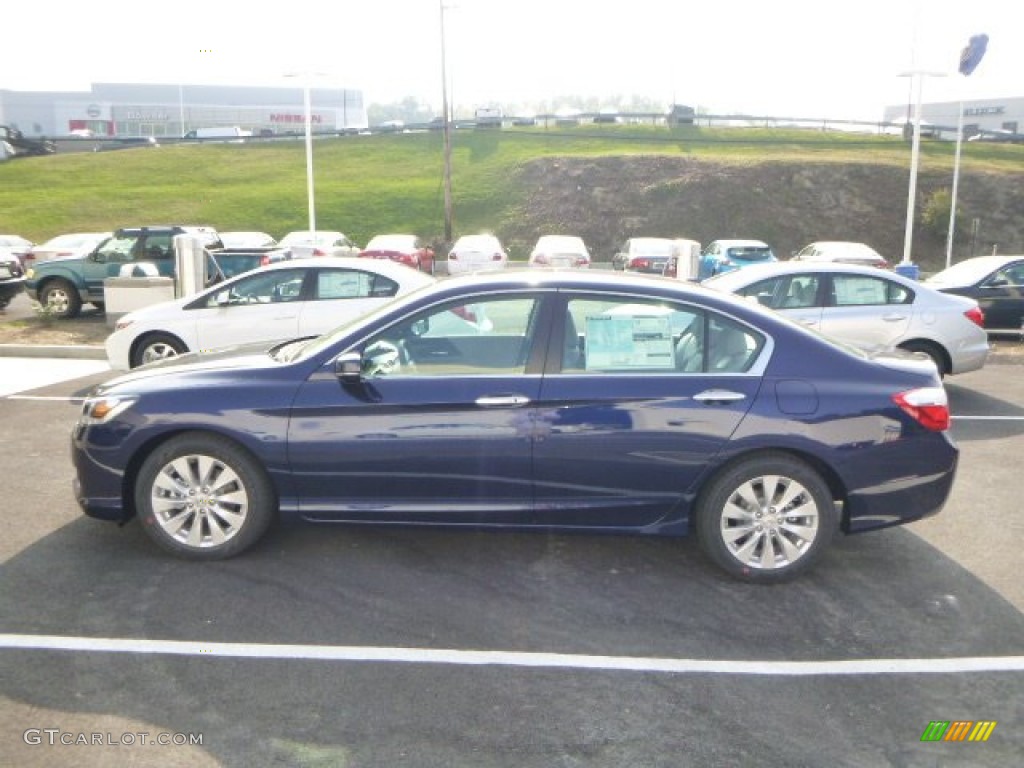2014 Accord EX-L Sedan - Obsidian Blue Pearl / Gray photo #6