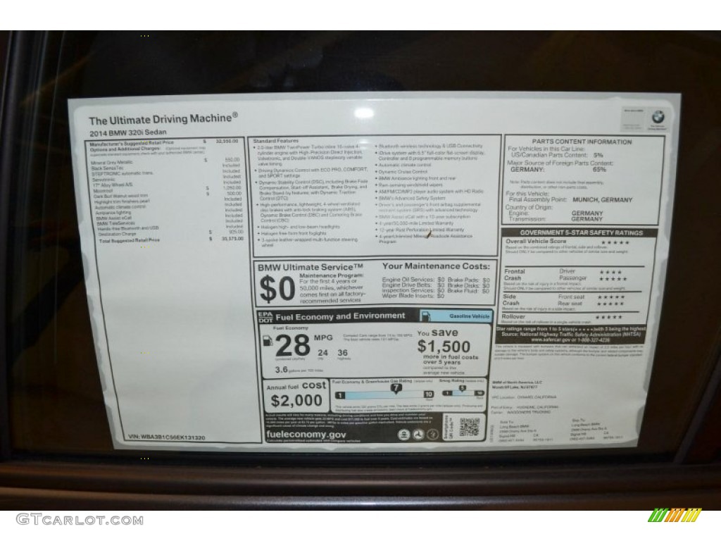 2014 3 Series 320i Sedan - Mineral Grey Metallic / Black photo #5