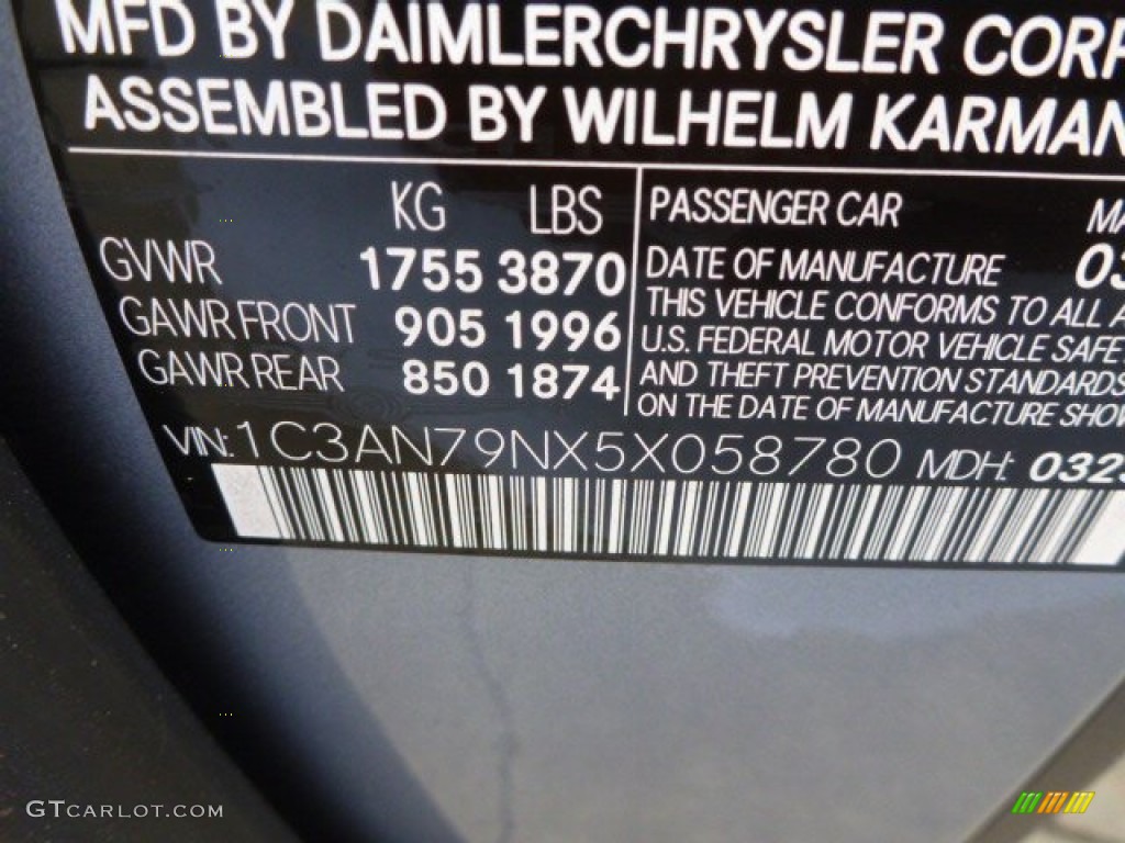 2005 Crossfire SRT-6 Coupe - Sapphire Silver Blue Metallic / Dark Slate Grey photo #16