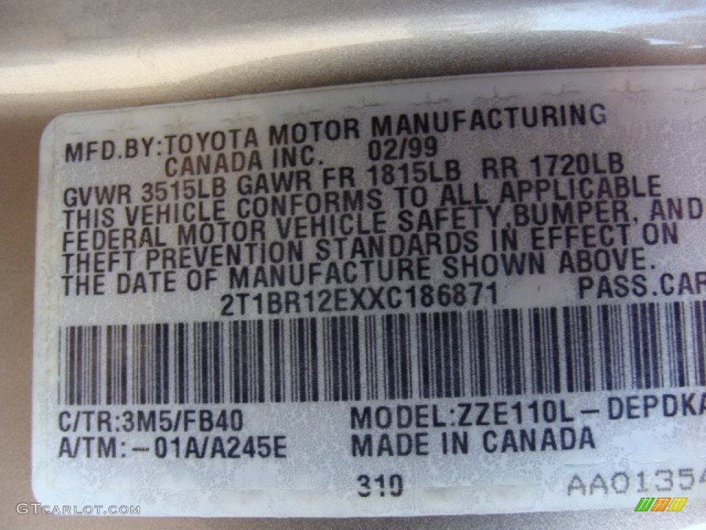 1999 Corolla CE - Sandrift Metallic / Pebble Beige photo #15