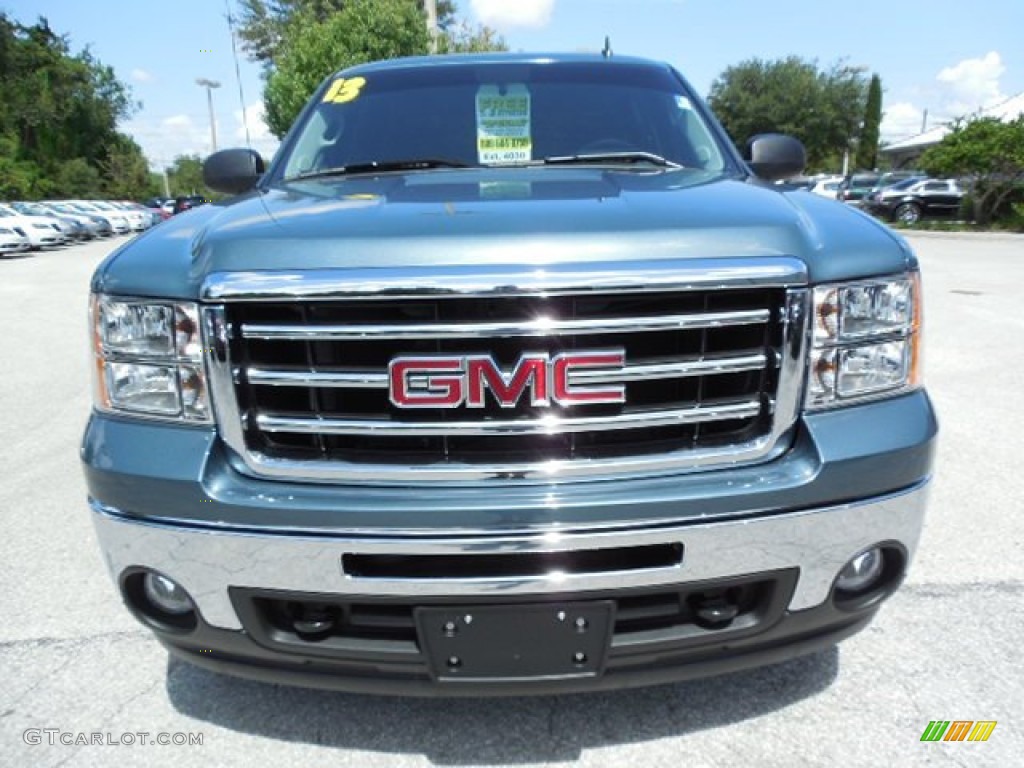 2013 Sierra 1500 SLE Crew Cab 4x4 - Stealth Gray Metallic / Ebony photo #13