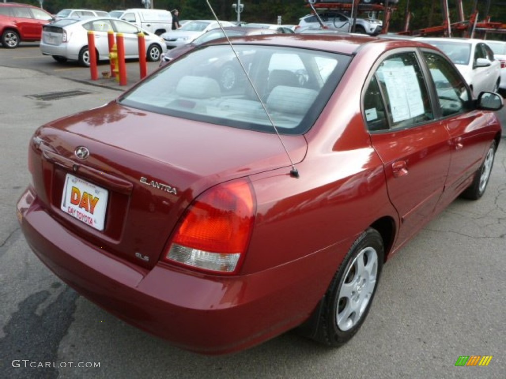 2002 Elantra GLS Sedan - Chianti Red / Beige photo #3