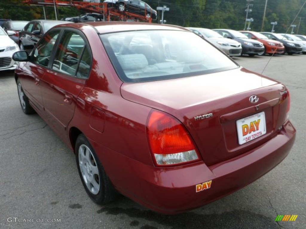 2002 Elantra GLS Sedan - Chianti Red / Beige photo #7